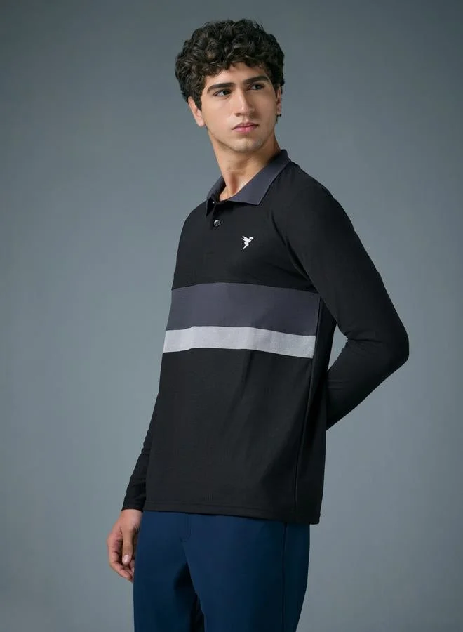Technosport  Men Slim Fit Contrast Panel Polo for Men | Best Price UAE
