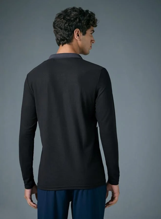 Technosport  Men Slim Fit Contrast Panel Polo for Men | Best Price UAE