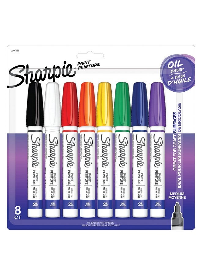 Sharpie Oil-Based Paint Markers, Medium Point, Assorted Colors, 8 Count - Great for Rock Painting - Image 1