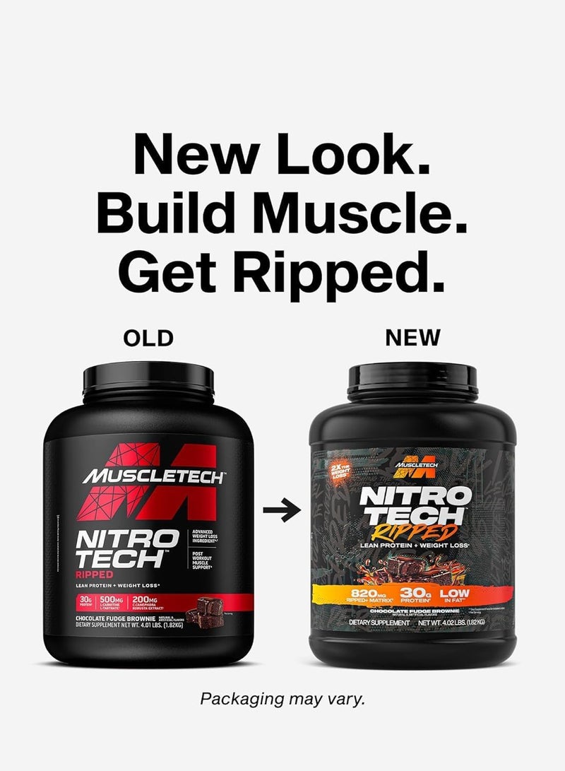 MuscleTech Nitro Tech Ripped Lean Protein Plus Weight Loss Chocolate Fudge Brownie 4.02LBS, 1.82kg - Image 2