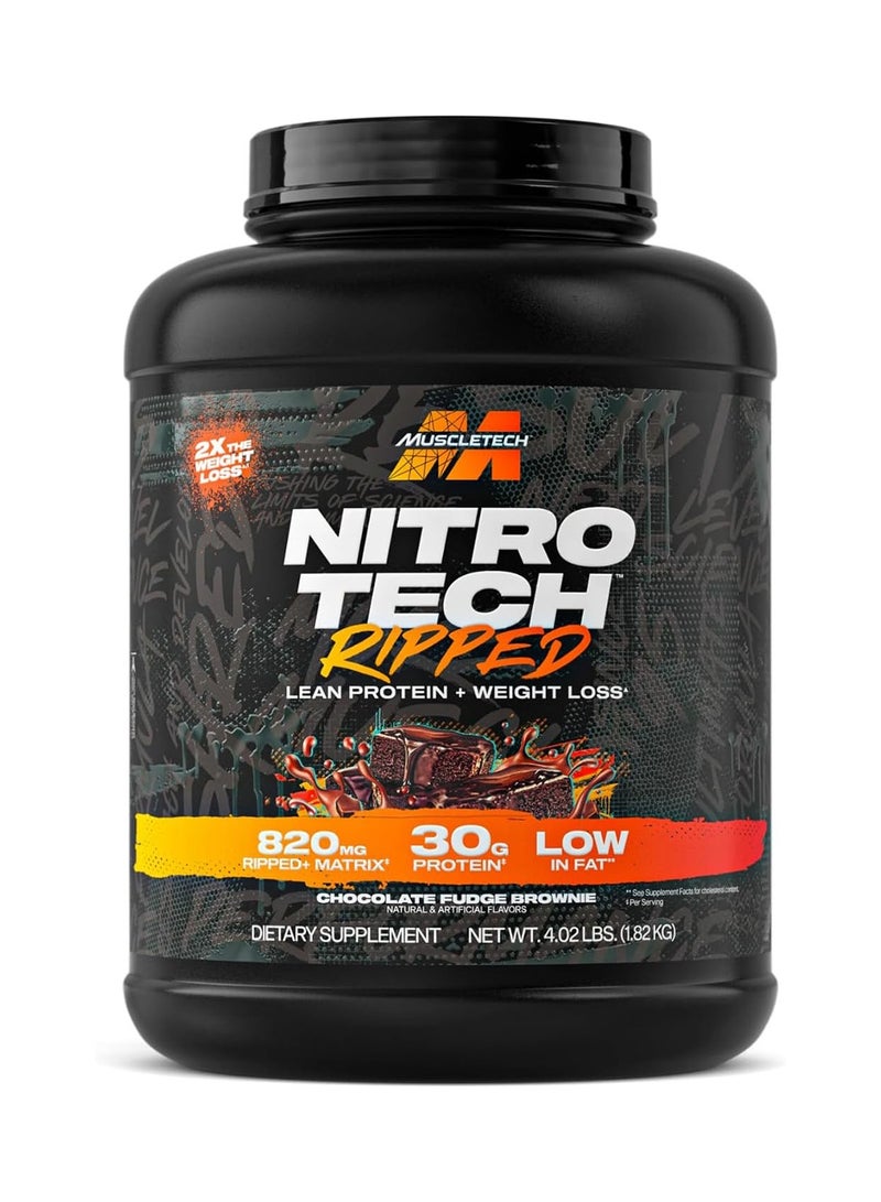 MuscleTech Nitro Tech Ripped Lean Protein Plus Weight Loss Chocolate Fudge Brownie 4.02LBS, 1.82kg - Image 1