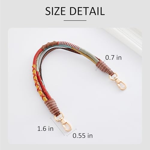 OAikor 14.4in Woven Purse Strap Replacement for Handbags, Handmade Handheld Straps for Mini Small Handbags, Premium Leather & Fabrics Bag Straps for Women Bags, Brown - Image 5