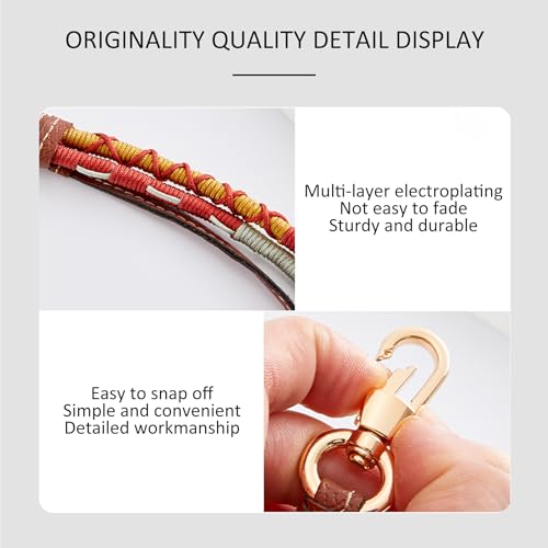 OAikor 14.4in Woven Purse Strap Replacement for Handbags, Handmade Handheld Straps for Mini Small Handbags, Premium Leather & Fabrics Bag Straps for Women Bags, Brown - Image 4
