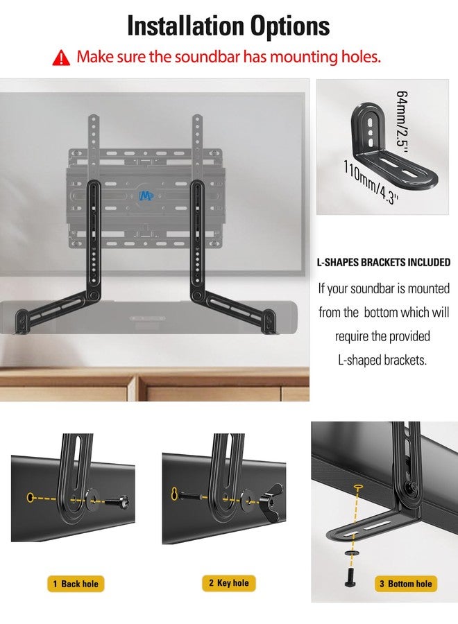 Mounting Dream Soundbar Mount Bracket for Mounting Above or Under TV Fits Most of Sound Bars Up to 15 Lbs, with Detachable Long Extension Plates MD5420 - Image 5