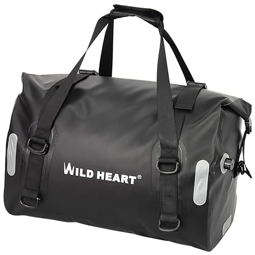 WILD HEART Waterproof Bag 55L 66L 77L Motorcycle Dry Duffel Bag for TravelMotorcycling CyclingHikingCamping 55L Black - Image 1