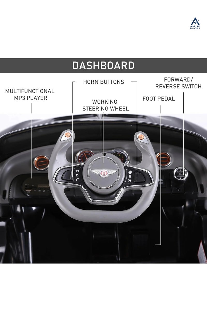 Kids Ride-On Bentley Car (Silver) – Electric 2-Seater with Remote Control, Music & LED Lights - Image 5