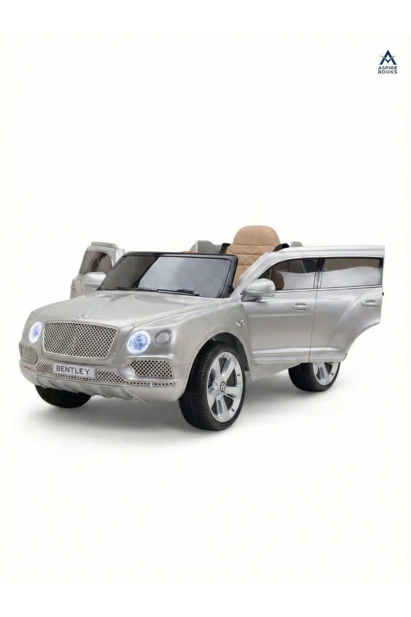 Kids Ride-On Bentley Car (Silver) – Electric 2-Seater with Remote Control, Music & LED Lights - Image 4