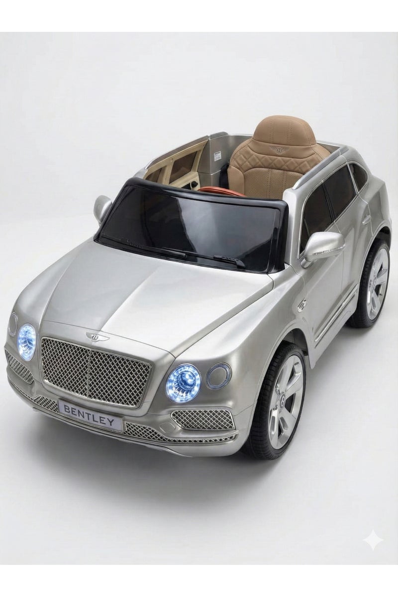 Kids Ride-On Bentley Car (Silver) – Electric 2-Seater with Remote Control, Music & LED Lights - Image 3