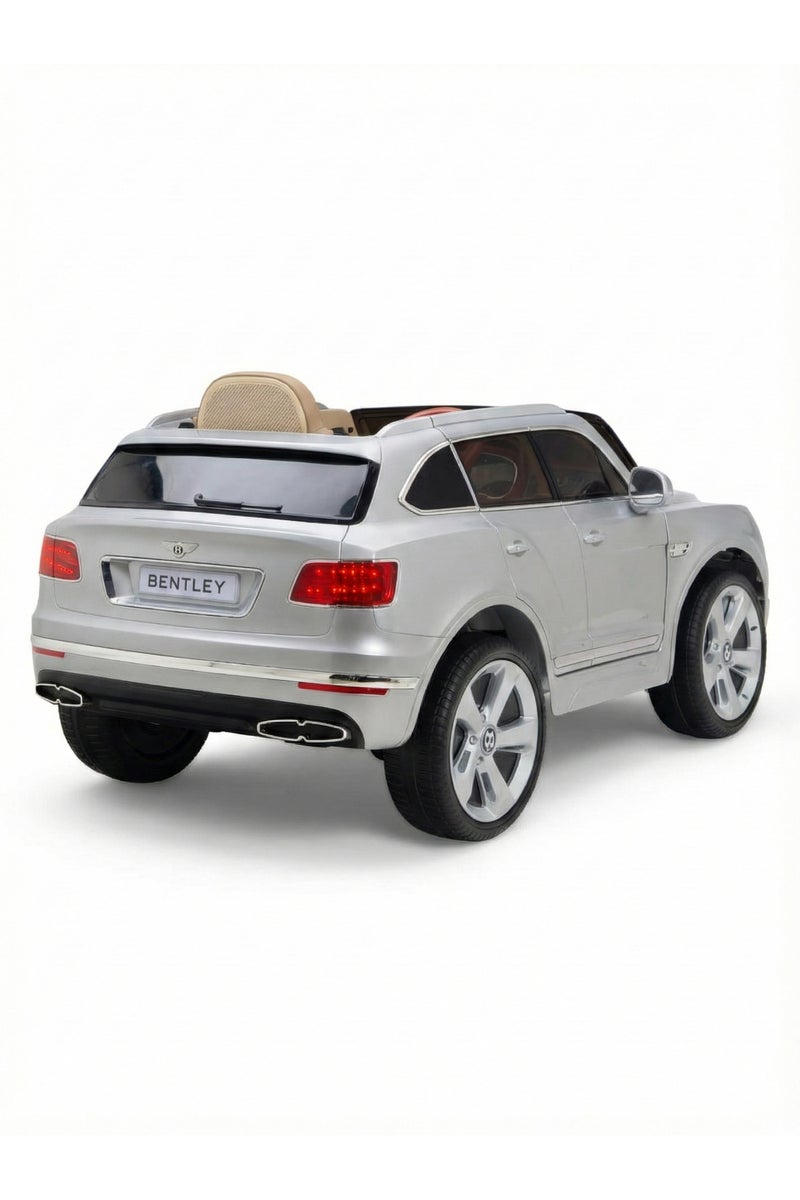Kids Ride-On Bentley Car (Silver) – Electric 2-Seater with Remote Control, Music & LED Lights - Image 2