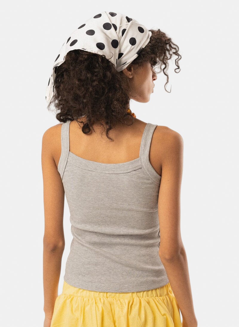 In Your Shoe Heather Grey Ribbed Tank Top - Image 4