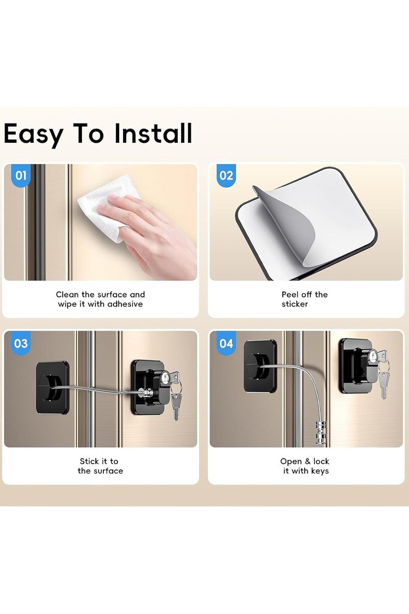 Flushrenic 2 pc Fridge Lock, Refrigerator Lock with Keys Child Proof Fridge Door Lock Freezer Door Lock and Child Safety Cabinet Locks for Cabinets Drawers Refrigerator Oven Toilet - Image 4