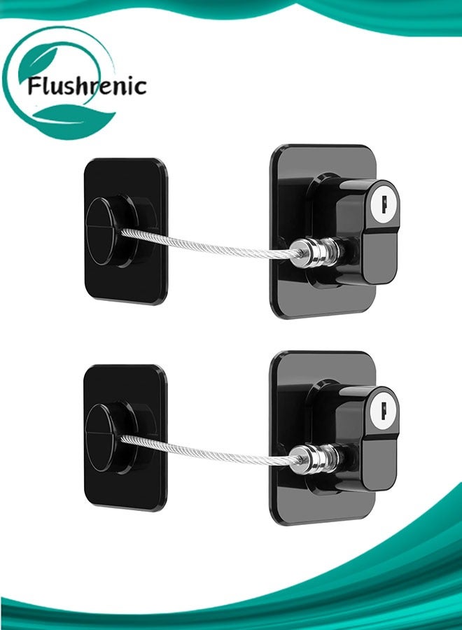 Flushrenic 2 pc Fridge Lock, Refrigerator Lock with Keys Child Proof Fridge Door Lock Freezer Door Lock and Child Safety Cabinet Locks for Cabinets Drawers Refrigerator Oven Toilet - Image 1