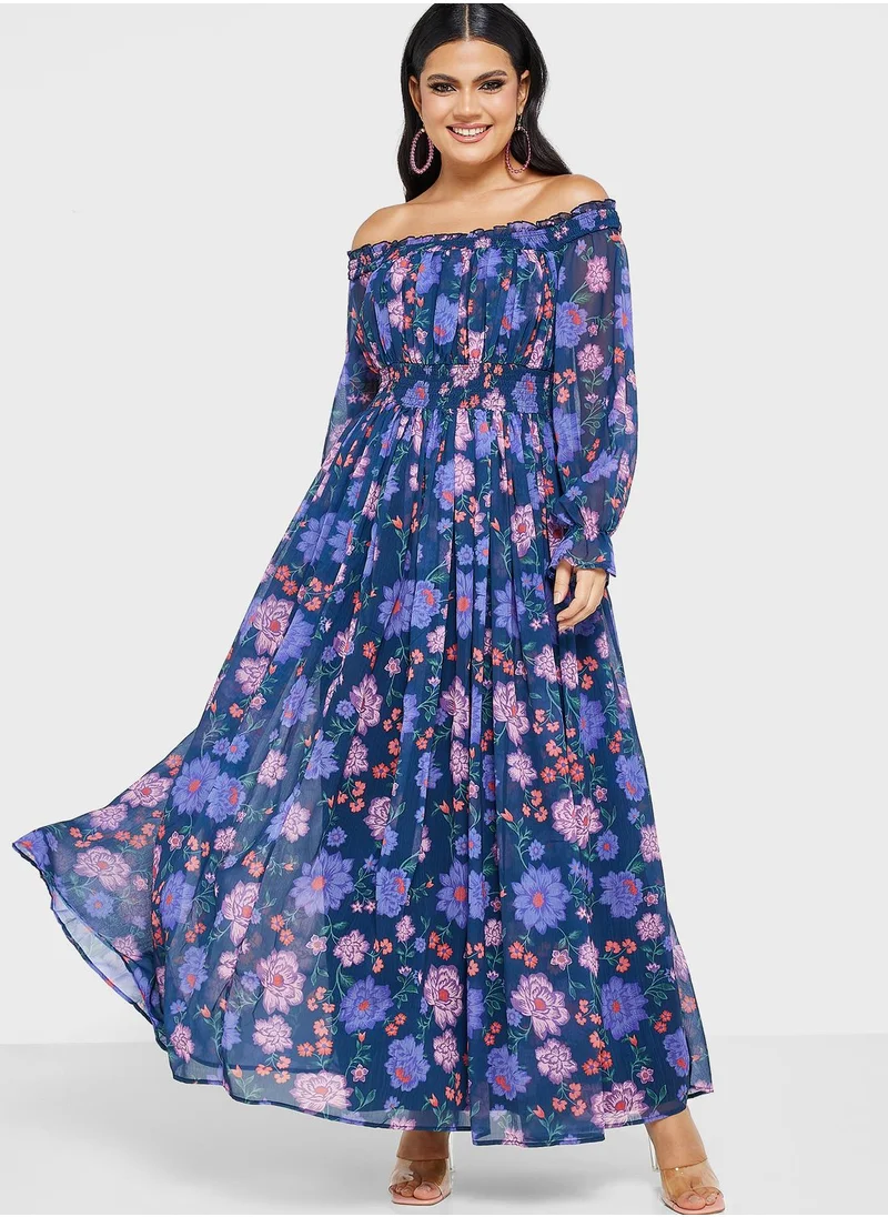 Anaya With Love Bardot Floral Printed Dress