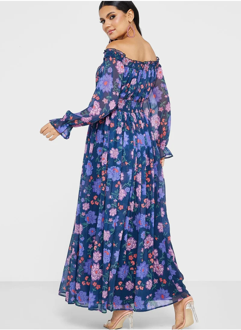 Anaya With Love Bardot Floral Printed Dress