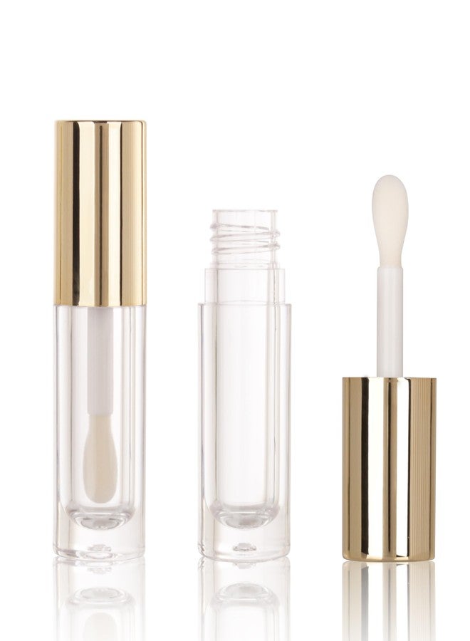 كوسيديا مجموعة كوسيديا من 50 أنبوبًا فارغًا دائريًا ذهبيًا سعة 6 مل مع عصا سميكة لتوزيع ملمع الشفاه، مثالية لصنع ملمع الشفاه بنفسك. - Image 1