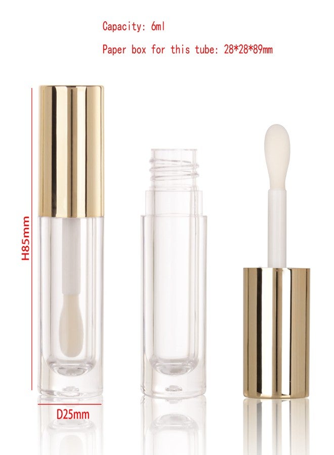 كوسيديا مجموعة كوسيديا من 50 أنبوبًا فارغًا دائريًا ذهبيًا سعة 6 مل مع عصا سميكة لتوزيع ملمع الشفاه، مثالية لصنع ملمع الشفاه بنفسك. - Image 2