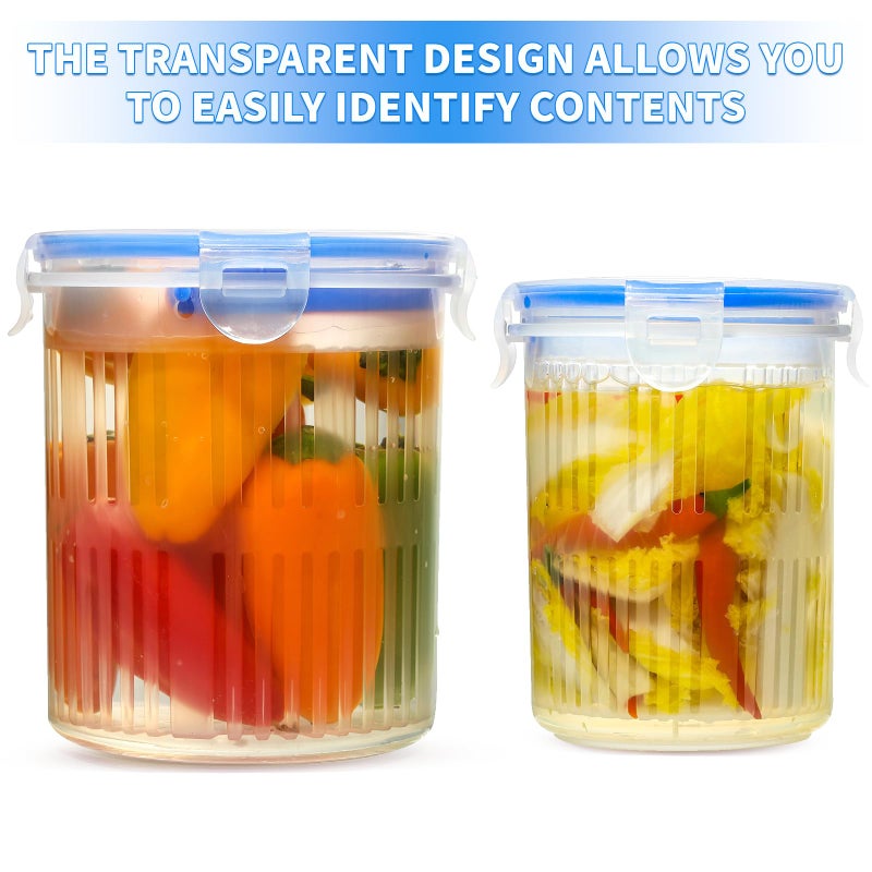 Qiuhome Pickle Jar with Strainer, Pickle Container with Strainer Jalapeno Container Pickle Storage Containers 4 Pack (24 oz & 45 oz) - Image 5