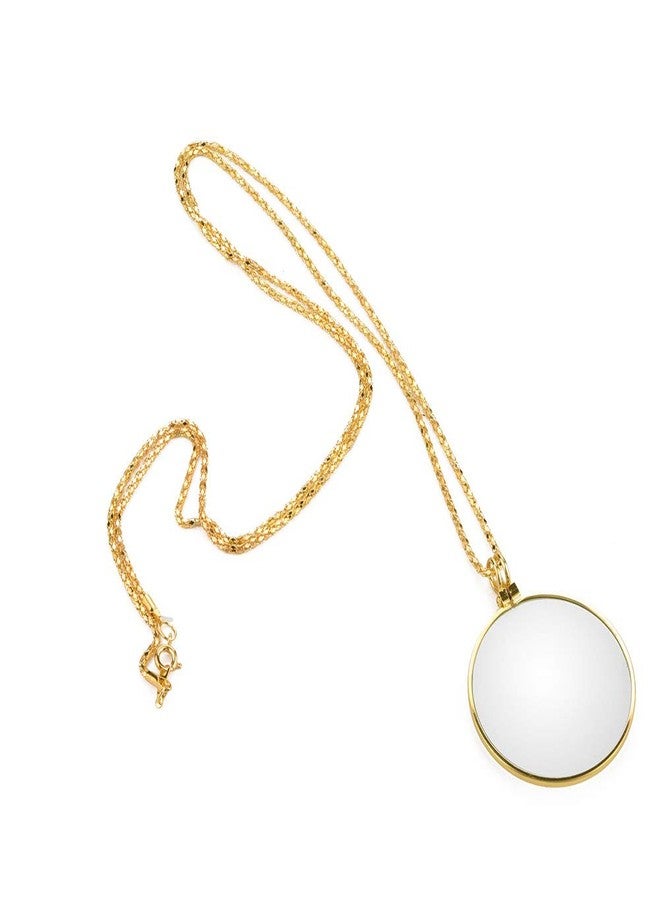 Pilipane 5X Necklace Magnifier , Necklace with 1 3/4 Inch Optical Magnifier Lens and 18 . 1Inch Gold Chain for Library , Reading Fine Print , Zooming , Increase sight , Jewelry , Magnifying Pendant Necklace - Image 1