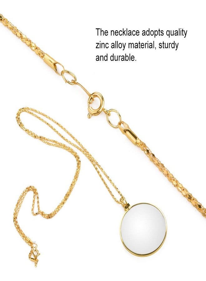 Pilipane 5X Necklace Magnifier , Necklace with 1 3/4 Inch Optical Magnifier Lens and 18 . 1Inch Gold Chain for Library , Reading Fine Print , Zooming , Increase sight , Jewelry , Magnifying Pendant Necklace - Image 3