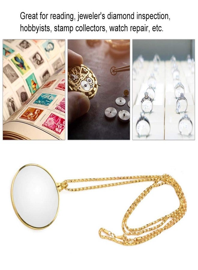 Pilipane 5X Necklace Magnifier , Necklace with 1 3/4 Inch Optical Magnifier Lens and 18 . 1Inch Gold Chain for Library , Reading Fine Print , Zooming , Increase sight , Jewelry , Magnifying Pendant Necklace - Image 4