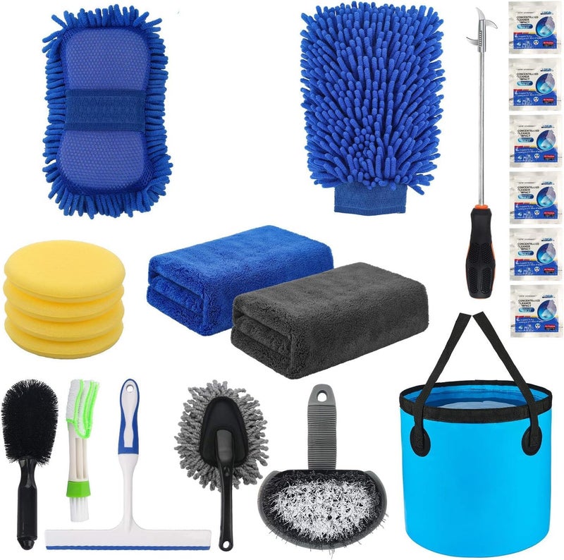 SCIENISH Car Detailing Kit,Auto Cleaning Supplies,Car Wash Kit 6 PCS Car Wash Set,Car Cleaning Supply,Car Wash Supplies,Car Interior Cleaning kit,Car Cleaning Sets,Car Cleaning Tools (15pcs Blue) - Image 1