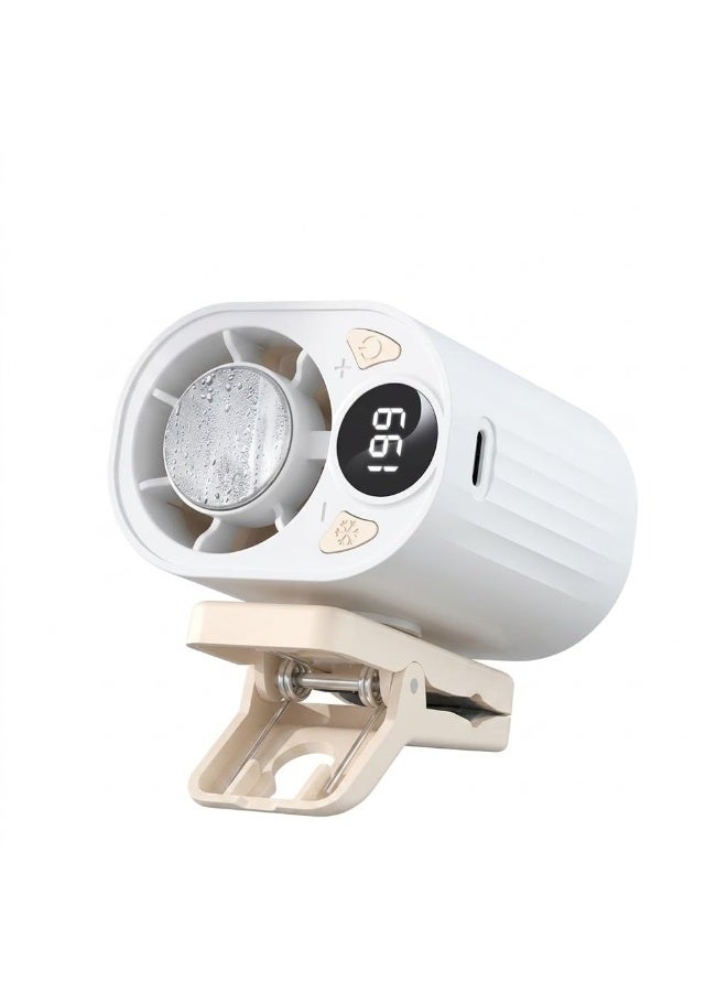 BlueFire, Car Clip On Fan with LED Display – White Portable Bladeless Fan | 360° Rotatable Personal Cooling Fan | Multi-Speed Quiet Air Circulator | Rechargeable Mini Fan for Car, Camping, Hiking - Image 1