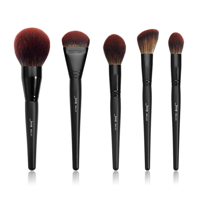 Jessup Large Face Makeup Brushes 5pcs, Premium Synthetic Foundation Powder Contour Blusher Highlighter Brush, Phantom Black T273 - Image 1