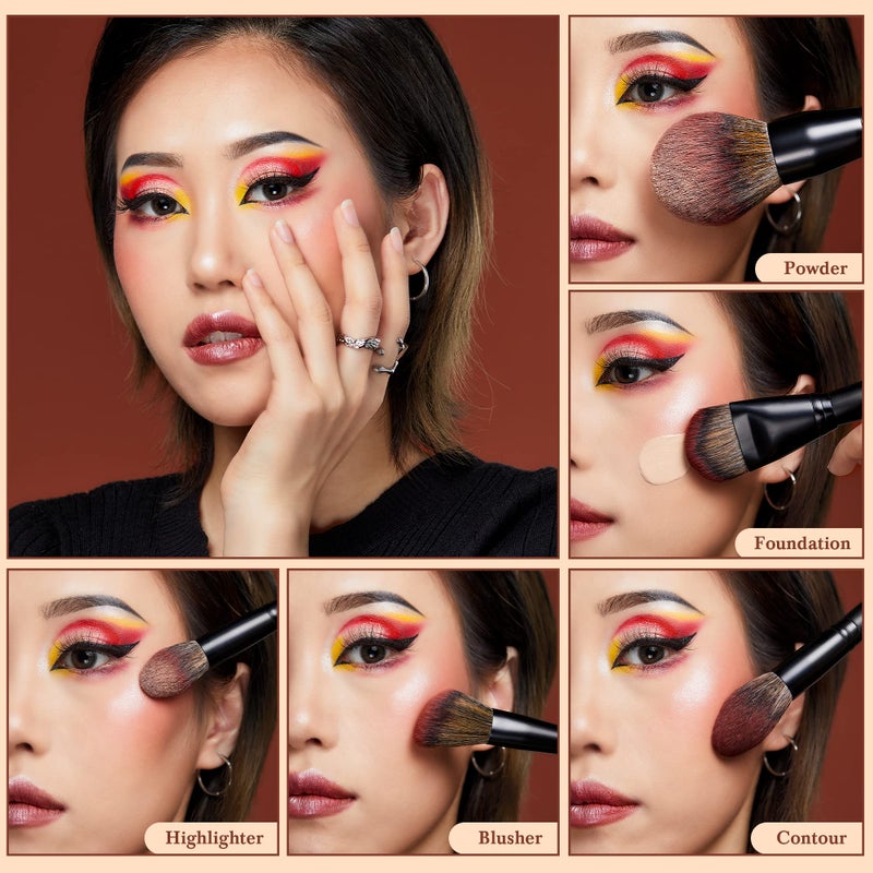 Jessup Large Face Makeup Brushes 5pcs, Premium Synthetic Foundation Powder Contour Blusher Highlighter Brush, Phantom Black T273 - Image 3