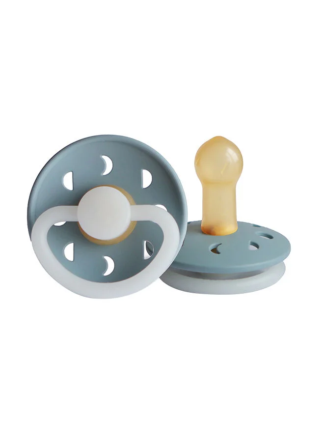 FRIGG Pack Of 1 Moon Phase Latex Baby Pacifier 6-18M Stone Blue Night - Size 2