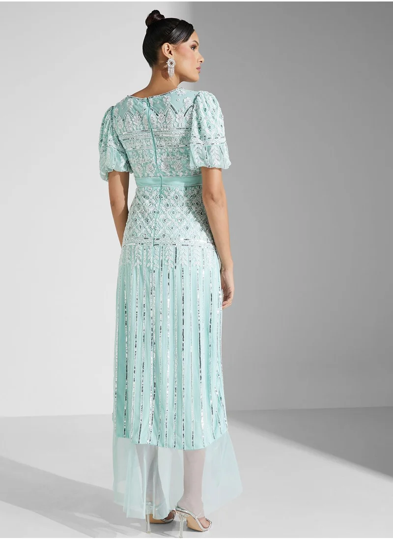 Frock and Frill Surplice Neck Dress