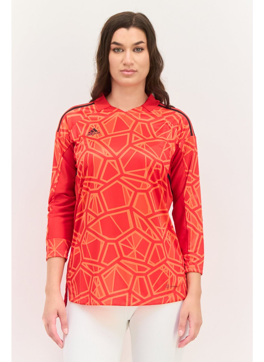 Adidas Women Sportswear Fit Long Sleeve Training Jersey, Red Combo  - Image 1