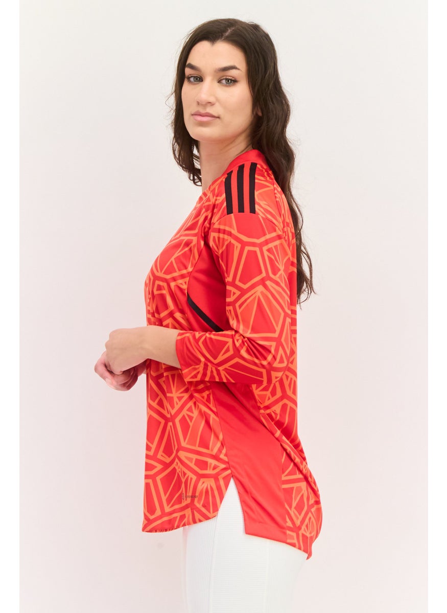 Adidas Women Sportswear Fit Long Sleeve Training Jersey, Red Combo  - Image 2