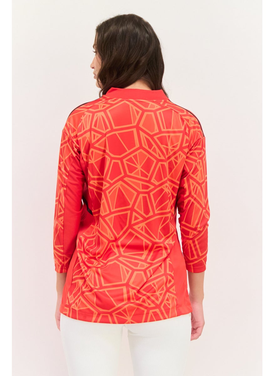 Adidas Women Sportswear Fit Long Sleeve Training Jersey, Red Combo  - Image 3