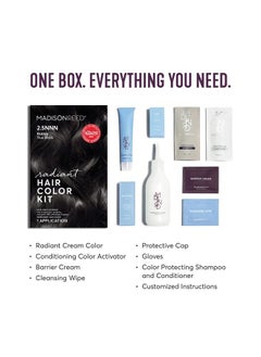 Madison Reed Radiant Hair Color Kit, Soft Black for 100% Coverage of Resistant Gray Hair, Ammonia-Free, 2.5NNN Parma Black, Permanent Hair Dye, Pack of 1  - Image 2