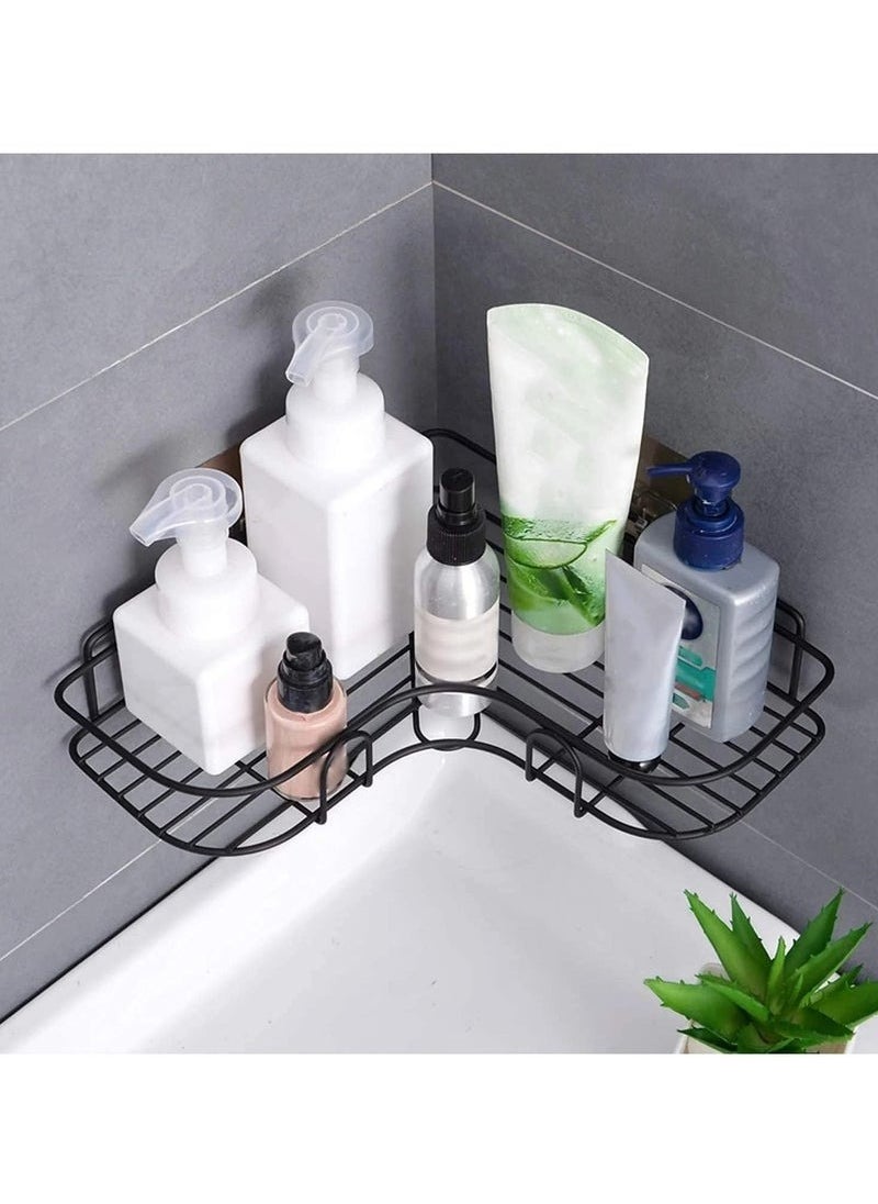 FALMER Metal bathroom corner shelf with rust-resistant adhesive sticker with a basket design to prevent water from accumulating in it to organize all bathroom accessories. Painted with high-quality paint  - Image 1