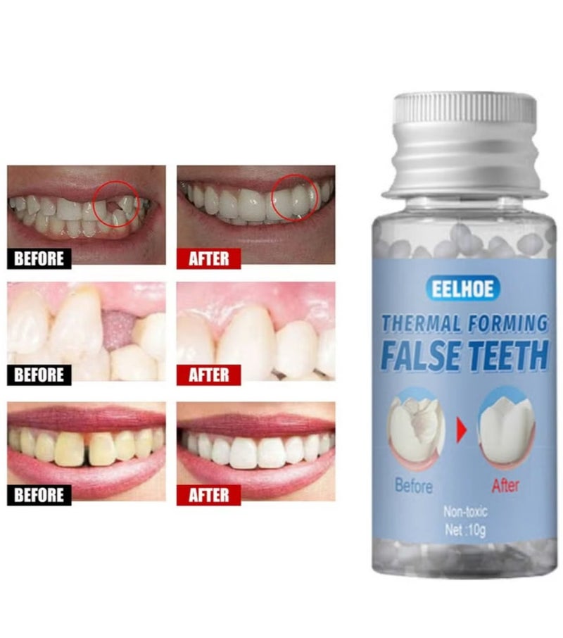 EELHOE Thermal Forming False Teeth,Temporary Tooth Repair Beads Reusable Teeth Filling Replacement for Chipped Teeth,Thermal Beads for Missing & Broken Tooth Fake Teeth Non Toxic Tooth Repair Kit 30ml - Image 5