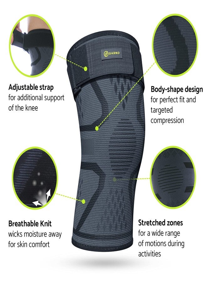 GARNO Knee Compression Brace for Men and Women, Sleeve with Strap for Patella and IT Band, Patella Tendon Support Strap, Relief for Pain from Arthritis, Meniscus, ACL, Running, Workout, Weightlifting; Plus Size (2X-Large) - Image 4