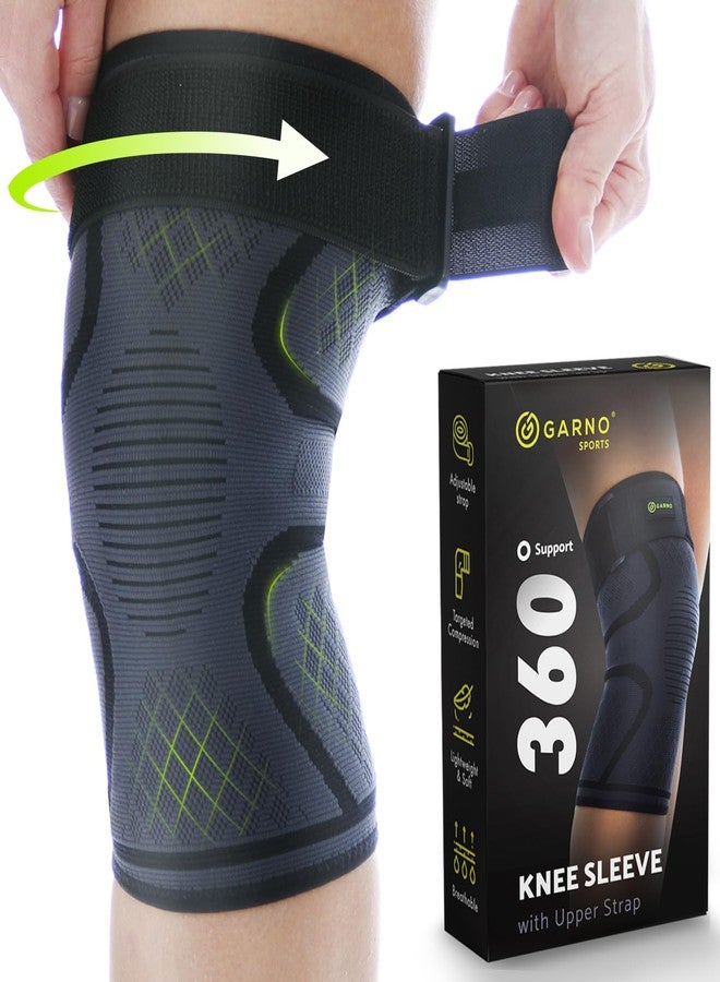 GARNO Knee Compression Brace for Men and Women, Sleeve with Strap for Patella and IT Band, Patella Tendon Support Strap, Relief for Pain from Arthritis, Meniscus, ACL, Running, Workout, Weightlifting; Plus Size (2X-Large) - Image 1