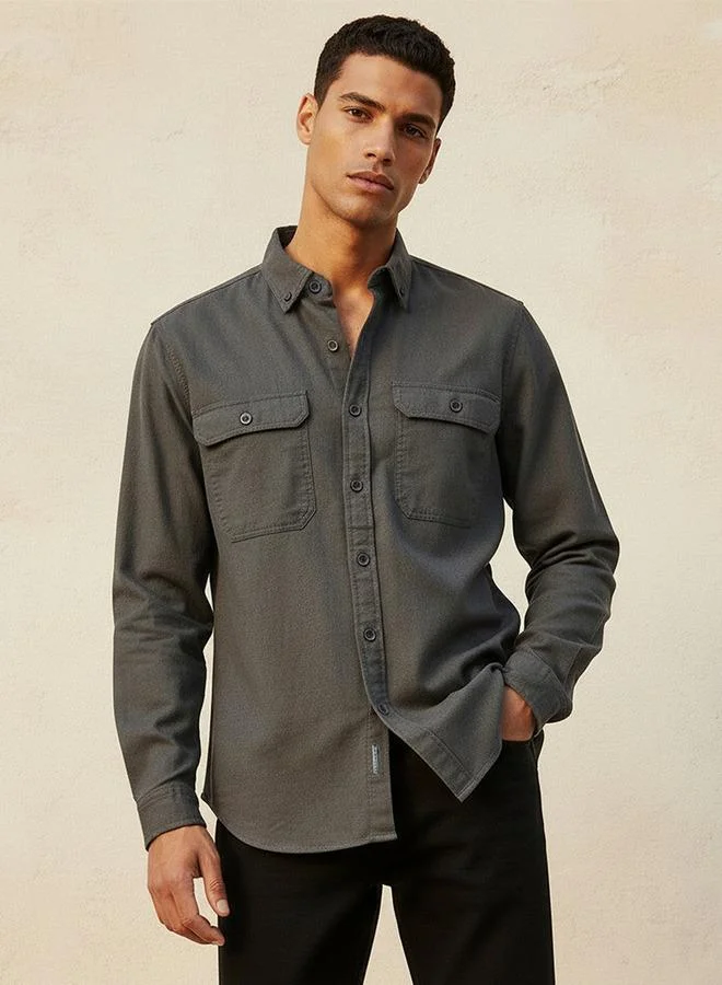 Splash FAV Denim Button Down Collar Long Sleeves Shirt