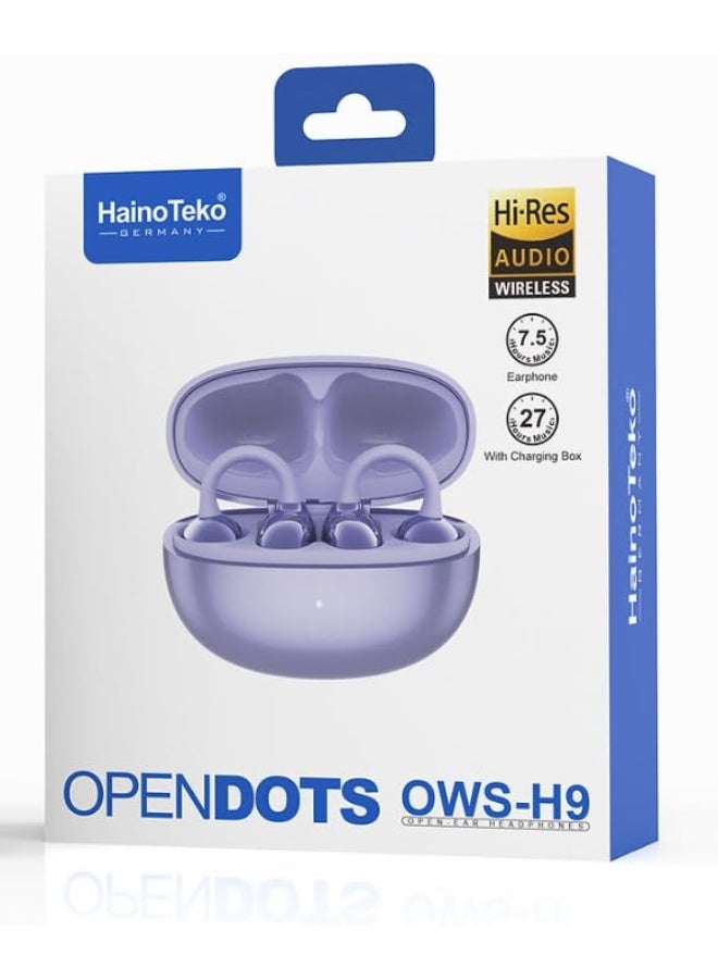 HainoTeko Germany Haino Teko OWS-H9 OpenDots Hi-Res Bluetooth Earphones with Crystal-clear sound Multi Functional Touch Control and High Quality Microphone Purple - Image 2