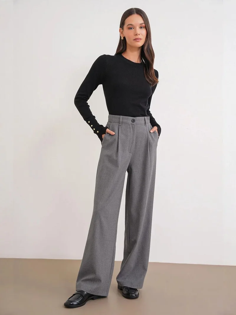 ميكسراي Mixray High Waist Palazzo Pants with Pockets