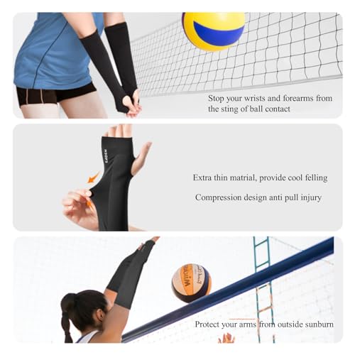 Topeter Passing Forearm Sleeve with Protection Pad for Teen Girls and Boys, Men and Women Volleyball Wrist Guard 1 Pair Black S - Image 4