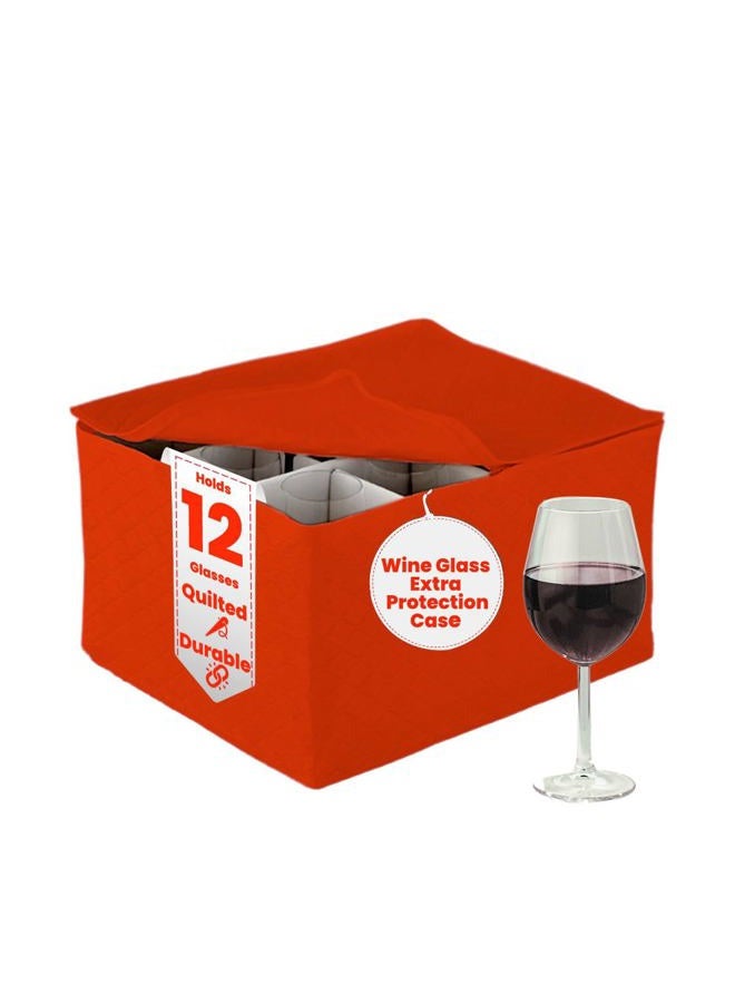 LAMINET Quilted Stemware Storage Case - Holds Up to 12 Stemware/Tall Glasses - RED - Image 1