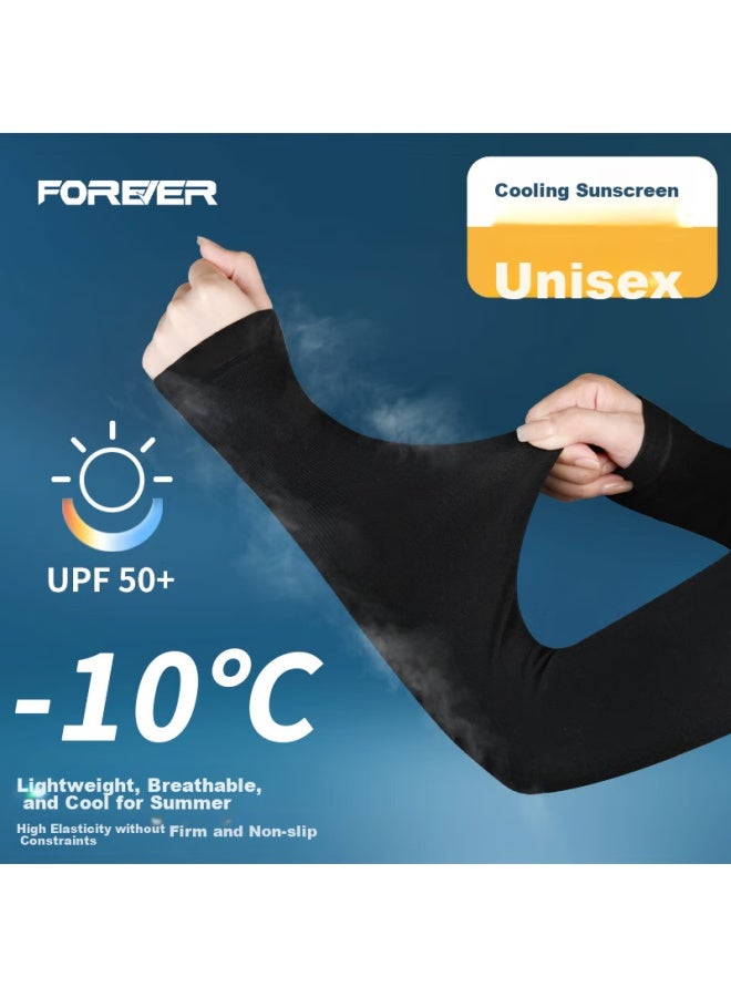 Forever Summer Sun Protection Arm Sleeves For Men And Women, Ice Sleeves, Arm Guards, Arm Sleeves For Women, Arm Sleeves For Men, Black - Image 1