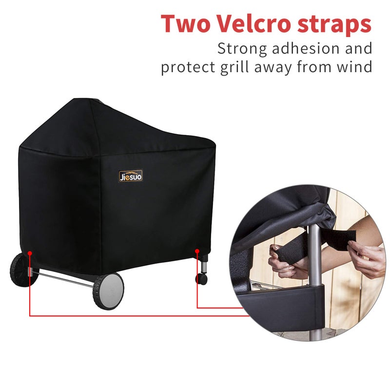 JIESUO BBQ Grill Cover for Weber Performer Deluxe Charcoal: Heavy Duty Waterproof 22 Inch BBQ Cover for Weber Performer Charcoal Grills - Image 2