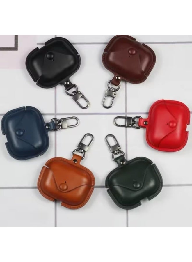 Leather Compatible with R50i NC Case Cover, Leather Shockproof Protective Case Wireless Earbuds with Carabiner black - Image 2