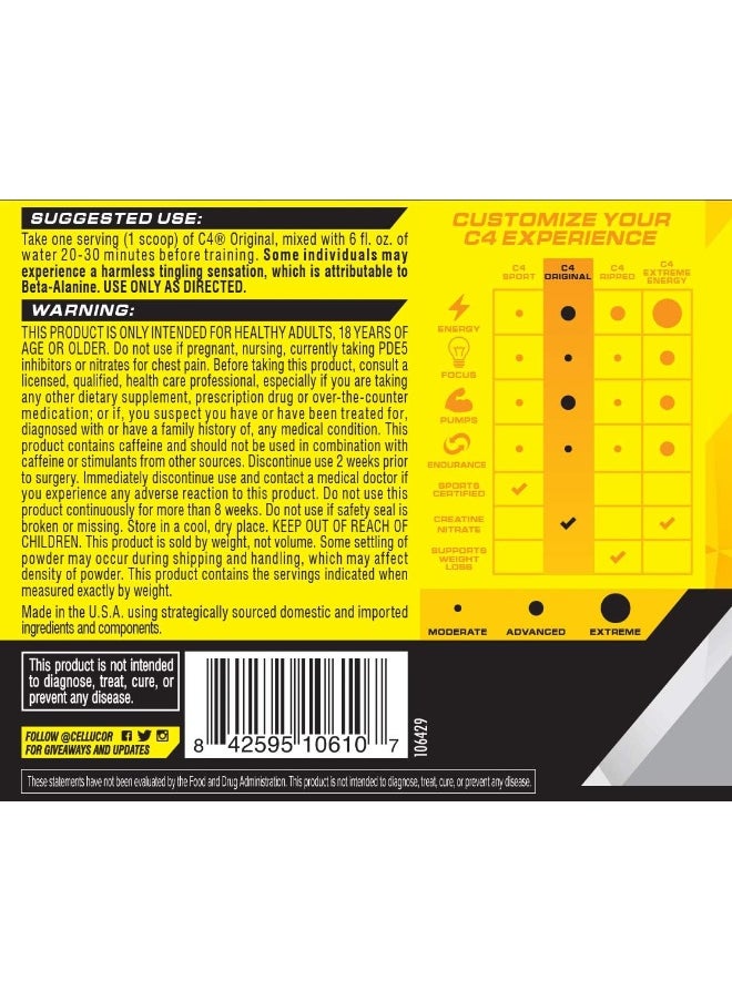 C4  Cellucor C4 Cellucor Original Pre Workout Powder Watermelon 60 Servings Packaging May Vary  - Image 3