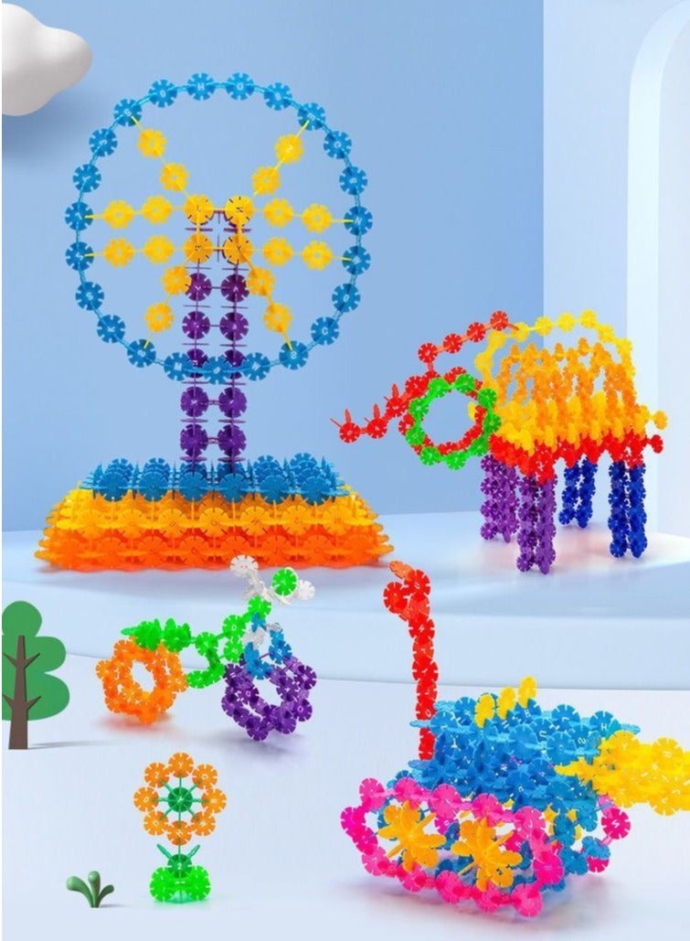 300 Pieces Snowflakes Building Blocks Educational Games  Includes storage box  - Image 1