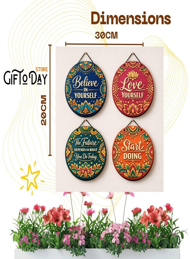 GIFTODAY ديكور حائط خشبي دائري من جيفت توداي للمنزل | اقتباسات تحفيزية، فن شعبي، موضوع سفر ولوحة جدارية زخرفية لغرفة المعيشة، غرفة النوم، المدخل وديكور المكتب (سلام الفيل) - Image 2