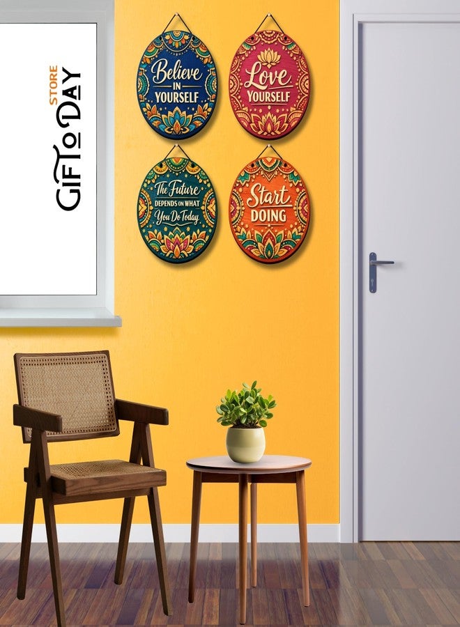 GIFTODAY ديكور حائط خشبي دائري من جيفت توداي للمنزل | اقتباسات تحفيزية، فن شعبي، موضوع سفر ولوحة جدارية زخرفية لغرفة المعيشة، غرفة النوم، المدخل وديكور المكتب (سلام الفيل) - Image 5